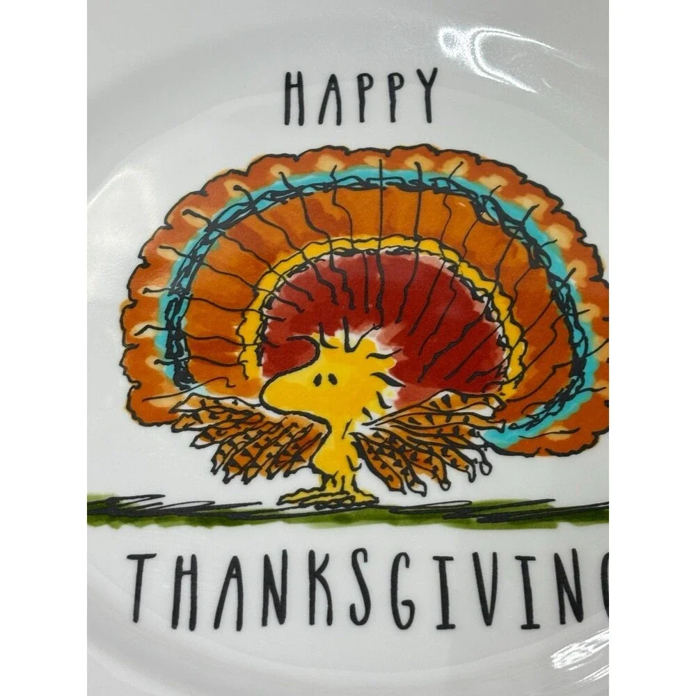 Pottery Barn Kids Peanuts Thanksgiving Plates & Chargers Set 4 Woodstock Turkey